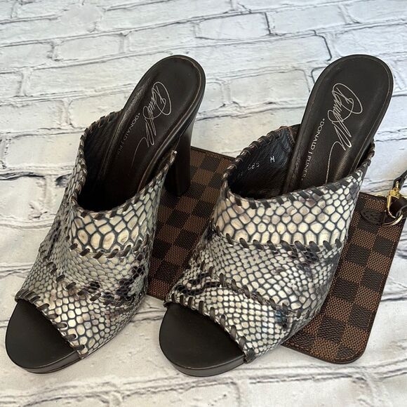 Donald J Pliner snake print Heels with weave leather - Picture 1 of 9